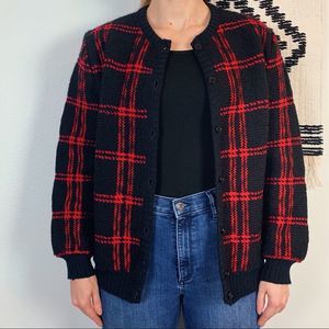 Vintage Pendleton Chunky 100% Wool Plaid Cardigan